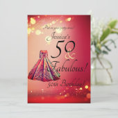 レッド金ゴールドスパークル50と素晴らしい50誕生日 招待状 (スタンド正面)