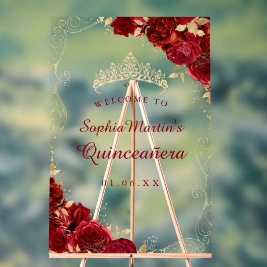 レッド金ゴールドスワールフローラキンセアニェラアクリル記号 アクリルサイン (ニュートラル)