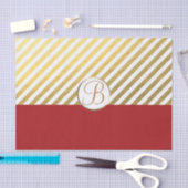 レッド金ゴールドズストライプホリデーモノグラムレターイニシャル 薄葉紙 (クラフト)