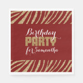 レッド金ゴールドゼブラプリントフェイクグリッター誕生日 スタンダードランチョンナプキン (正面)