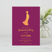 レッド金ゴールドタッセルかわいい写真2025卒業パーティー 招待状 (スタンド正面)