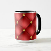 レッド金ゴールドダイヤモンドタフテッドコーヒーマグ マグカップ (正面右)