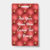 レッド金ゴールドダイヤモンドタフテッド名前をカスタムするバッジ バッジ (Back)