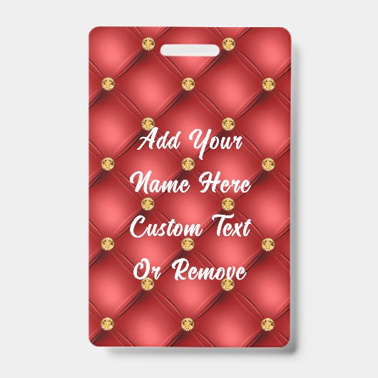 レッド金ゴールドダイヤモンドタフテッド名前をカスタムするバッジ バッジ (Front)