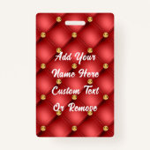 レッド金ゴールドダイヤモンドタフテッド名前をカスタムするバッジ バッジ (正面)