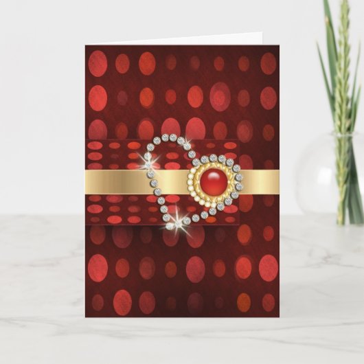 レッド金ゴールドダイヤモンドロマンチックなバレンタイン シーズンカード (正面)