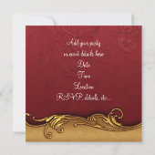 レッド金ゴールドダマスクキャンディーキャンセスクリスマスパーティー 招待状 (裏面)