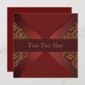 レッド金ゴールドダマスククリスマスパーティの招待状 招待状 (正面/裏面)