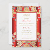 レッド金ゴールドダマスクグレーティアラバースデーパーティー 招待状 (裏面)