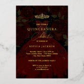 レッド金ゴールドドレスティアラキンセアニェラフォイル招待状 箔招待状 (正面)