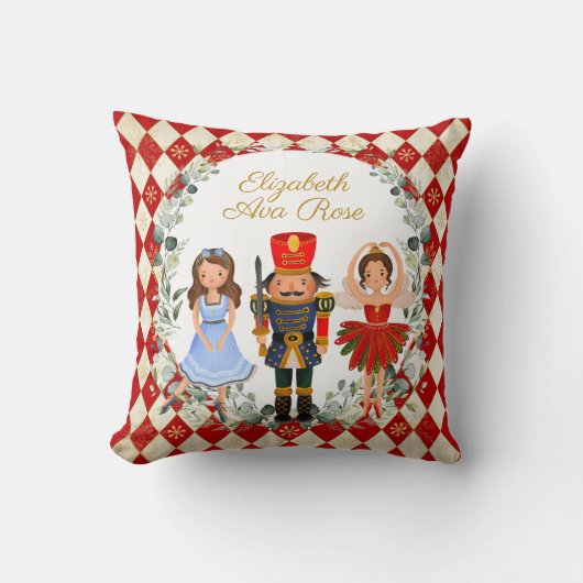 レッド金ゴールドナッツクラッカーホリデイリーフィーリース子供部屋 クッション (正面)