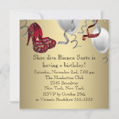 レッド金ゴールドハイヒールシューズ誕生日パーティー 招待状 (裏面)