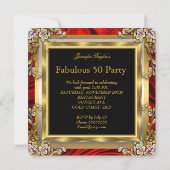 レッド金ゴールドハイヒールブラックファブラス誕生日パーティー 招待状 (裏面)