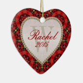 レッド金ゴールドハッピーバレンタインラブハートオーナメント セラミックオーナメント (右)
