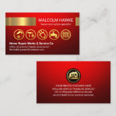 レッド金ゴールドハンドマニングツールストライプズ 名刺 (正面/裏面)