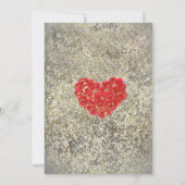 レッド金ゴールドハートグラムバレンタインブライダルシャワーパーティー 招待状 (裏面)