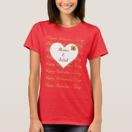 レッド金ゴールドハートモダンタイポグラフィバレンタインデー Tシャツ