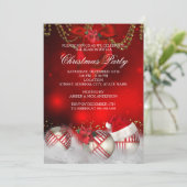 レッド金ゴールドバウズサンタハットクリスマスパーティー 招待状 (スタンド正面)