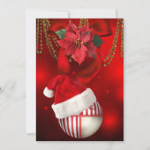 レッド金ゴールドバウズサンタハットクリスマスパーティー 招待状 (裏面)