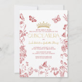 レッド金ゴールドバタフライキンセアニラカインスアニョス 招待状 (正面)