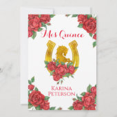 レッド金ゴールドバラホースチャラキンセニェラ招待状 招待状 (裏面)