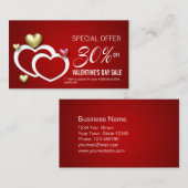 レッド金ゴールドバレモダンンタインハート 割引カード (正面/裏面)