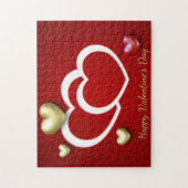 レッド金ゴールドバレンタインデロマンチックハート ジグソーパズル (縦)