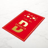 レッド金ゴールドヒップスターモノグラムハッピーバレンタインデー 箔シーズンカード (回転した状態)