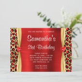 レッド金ゴールドヒョウ箔ジェムハート21歳 招待状 (スタンド正面)