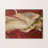 レッド金ゴールドビクトリアンクリスマスエンジェル ジグソーパズル (横)