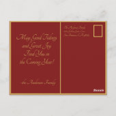 レッド金ゴールドビクトリアンクリスマスエンジェル ポストカード (裏面)