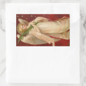 レッド金ゴールドビクトリアンクリスマスエンジェル 長方形シール (バッグ)