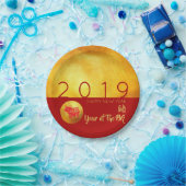 レッド金ゴールドピグペーパーカット2019パーティー紙プレート ペーパープレート (パーティー)