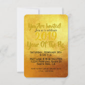 レッド金ゴールドピグ中国のペーパーカット新カスタム年FCI 招待状 (裏面)