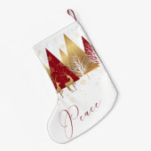 レッド金ゴールドピースウッドランドディアー スモールクリスマスストッキング (裏面 (吊り時))