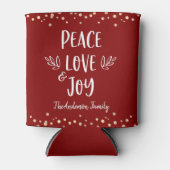 レッド金ゴールドピースラブジョイモダンタイポグラフィ紙吹雪 缶クーラー (正面)