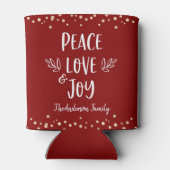 レッド金ゴールドピースラブジョイモダンタイポグラフィ紙吹雪 缶クーラー (裏面)