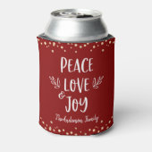 レッド金ゴールドピースラブジョイモダンタイポグラフィ紙吹雪 缶クーラー (缶裏面)