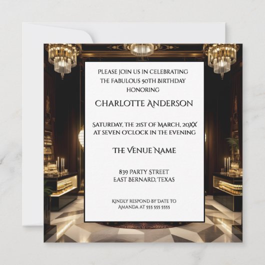 レッド金ゴールドファブラスアートデコルームエスニックウーマン 招待状 (裏面)