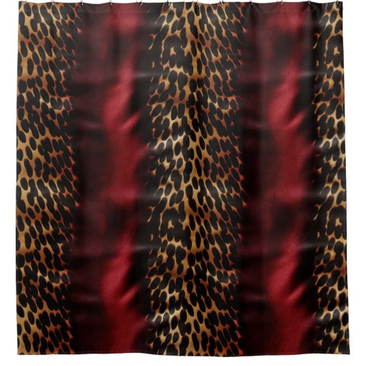 レッド金ゴールドフェイク南西女性のカーボーイ牛革 シャワーカーテン (正面)