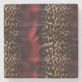 レッド金ゴールドフェイク南西女性のカーボーイ牛革 ストーンコースター (正面)