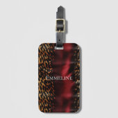 レッド金ゴールドフェイク南西女性のカーボーイ牛革 ラゲッジタグ (正面縦)