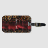 レッド金ゴールドフェイク南西女性のカーボーイ牛革 ラゲッジタグ (正面横)