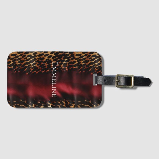 レッド金ゴールドフェイク南西女性のカーボーイ牛革 ラゲッジタグ (正面横)