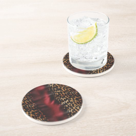 レッド金ゴールドフェイク女性のカーボーイ南西コーヒド コースター (側面)