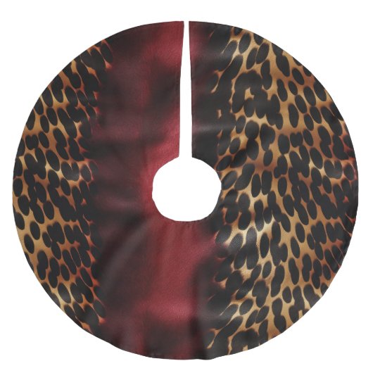 レッド金ゴールドフェイク女性のカーボーイ南西コーヒド ブラッシュドポリエステルツリースカート (正面)