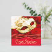 レッド金ゴールドフェザーマスカレードパーティー 招待状 (スタンド正面)