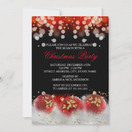 レッド金ゴールドフェスティバルボーブルクリスマスホリデーパーティー 招待状
