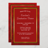 レッド金ゴールドフレームディナー卒業 招待状 (正面/裏面)
