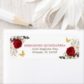 レッド金ゴールドフローラキンセアニラ差出人住所 ラベル (インサイチュ)